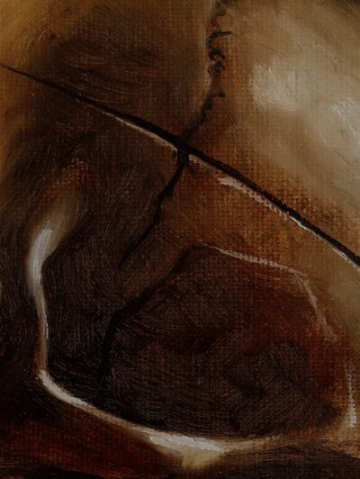 detail of oil painting of skull bone texture and cracks
