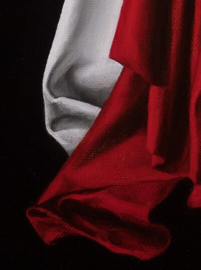 fine art painting study of red and white drapery