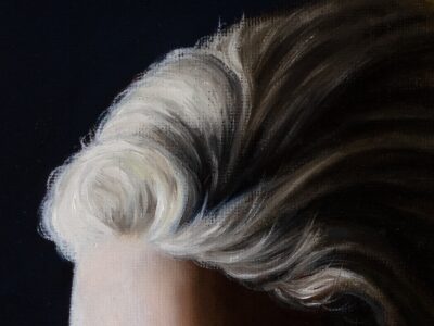 Detailed oil painting of a blonde hair with visible brushwork