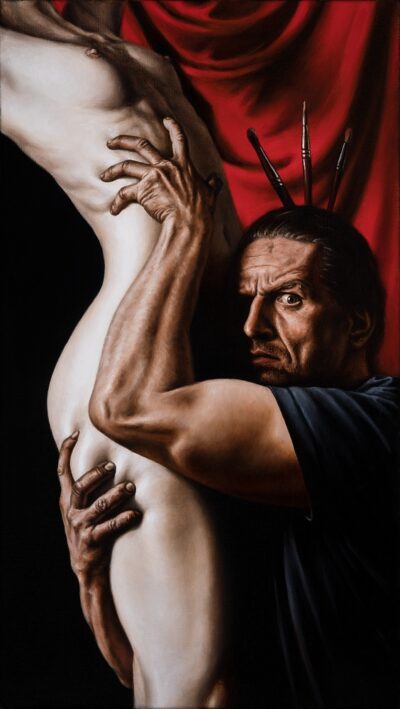 Autoportrait oil painting of Tomas TRMAN Rucker, The Mad Painter